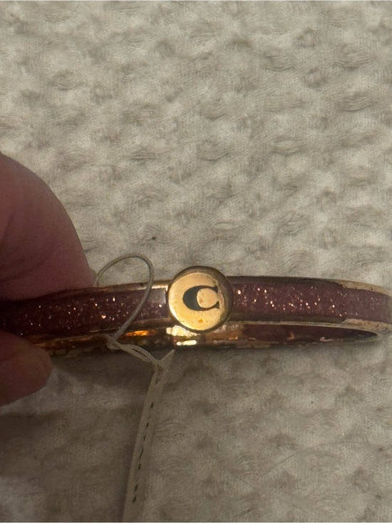Coach Jewelry - Coach Gold-Tone Pink Glitter C Initial Bangle Bracelet F39599